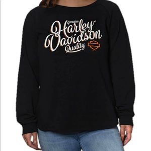 NWT-Harley-Davidson Women's Moonshine Crew-Neck Pullover Fleece Sweatshirt,Black